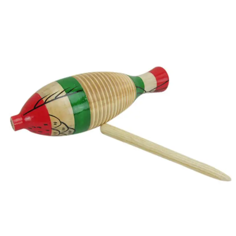Деревянная Guiro в форме рыбы детская музыкальная игрушка ударный инструмент