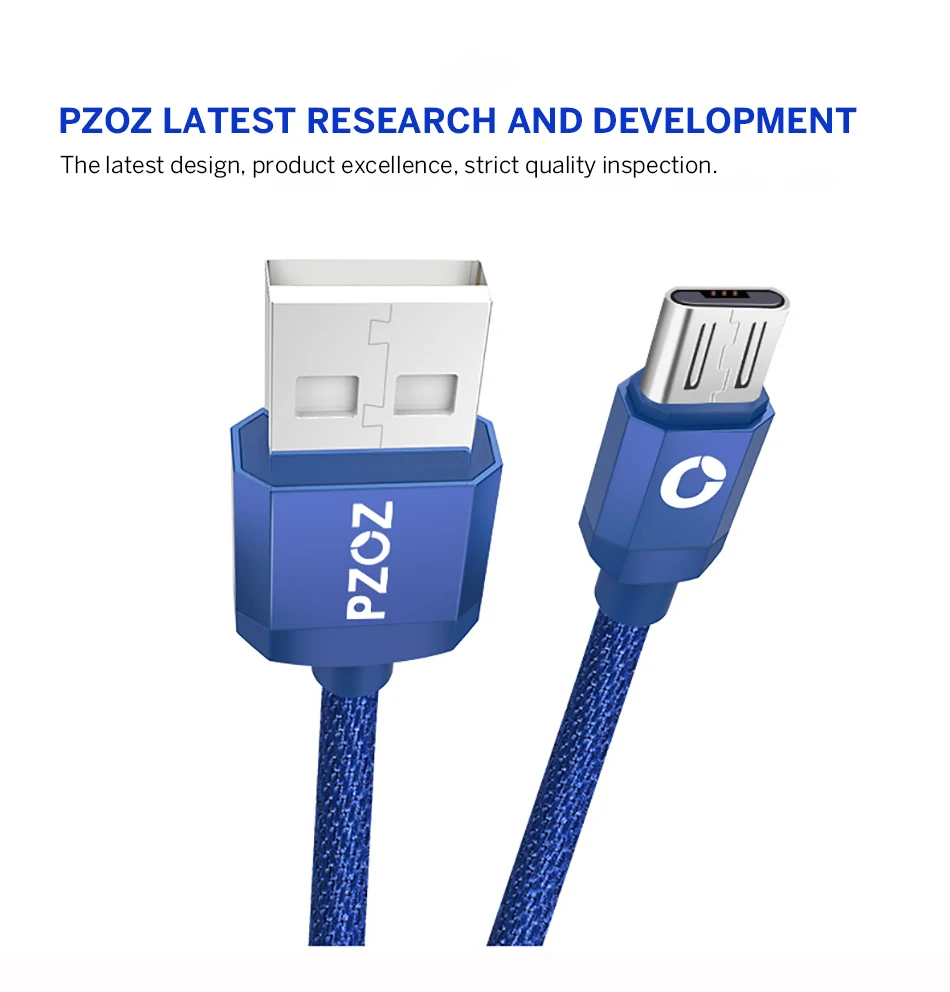 Pzoz Быстрая зарядка Micro USB Кабель нейлоновый шнур MicroUSB 2A Android Micro-USB 1 м 2 м 2 м 3 М Micro USB кабель зарядного устройства красный для Samsung