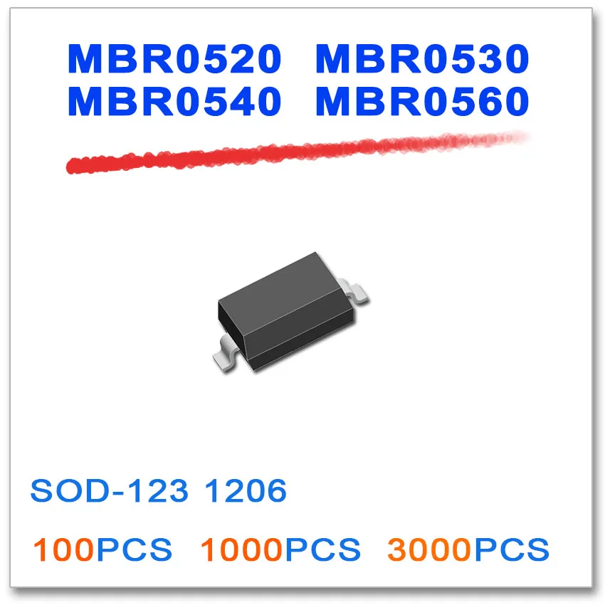 SOD123 MBR0520 MBR0530 MBR0540 MBR0560 100PCS 1000PCS 3000PCS New ...
