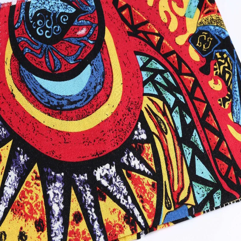 

140cm Width African Print Red Sun Cotton Linen Fabric DIY sewing Upholstery Crafts Tissue Dressmaking Linen Material Home Decor
