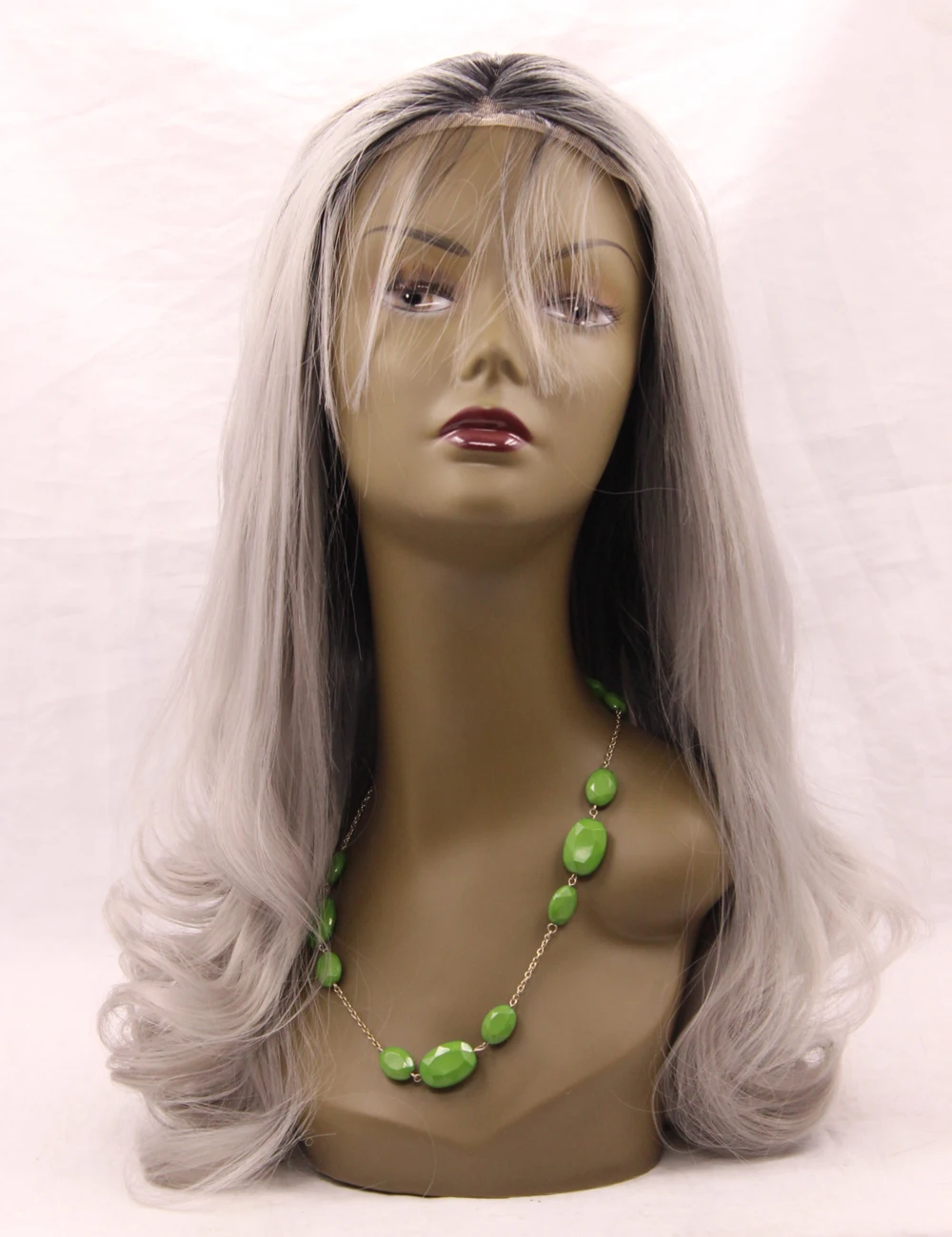 Ombre Grey Wig With Baby Hair Natural Wavy Hair Heat Resistant