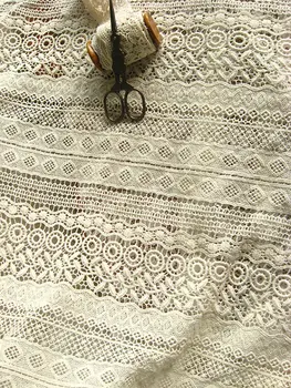 

ivory cotton Lace Fabric, crocheted fabric lace , antique lace, by the yard, cof001