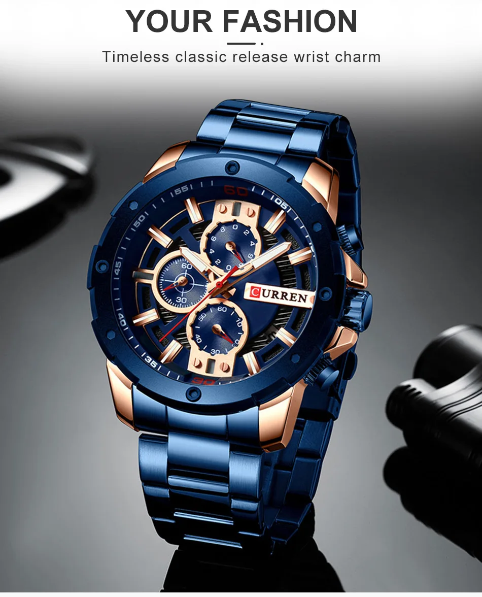 CURREN Мужские часы Топ бренд нержавеющая сталь мужские часы с хронографом кварцевые часы мужские спортивные часы Relogio Masculino Reloj Hombr