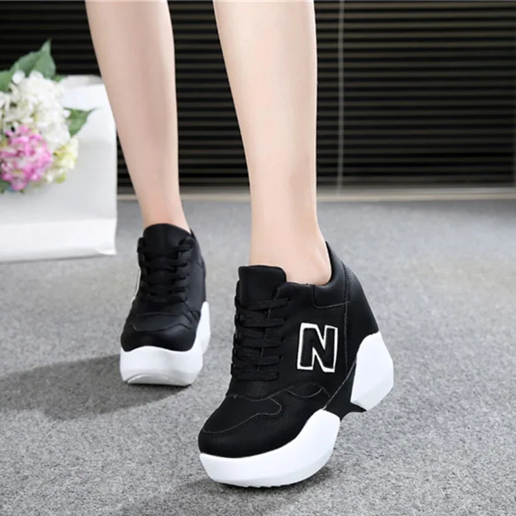 Women Sneakers 2019 Spring Autumn High Heels Ladies Casual Shoes Women Wedges platform shoes Female Thick Bottom Trainers
