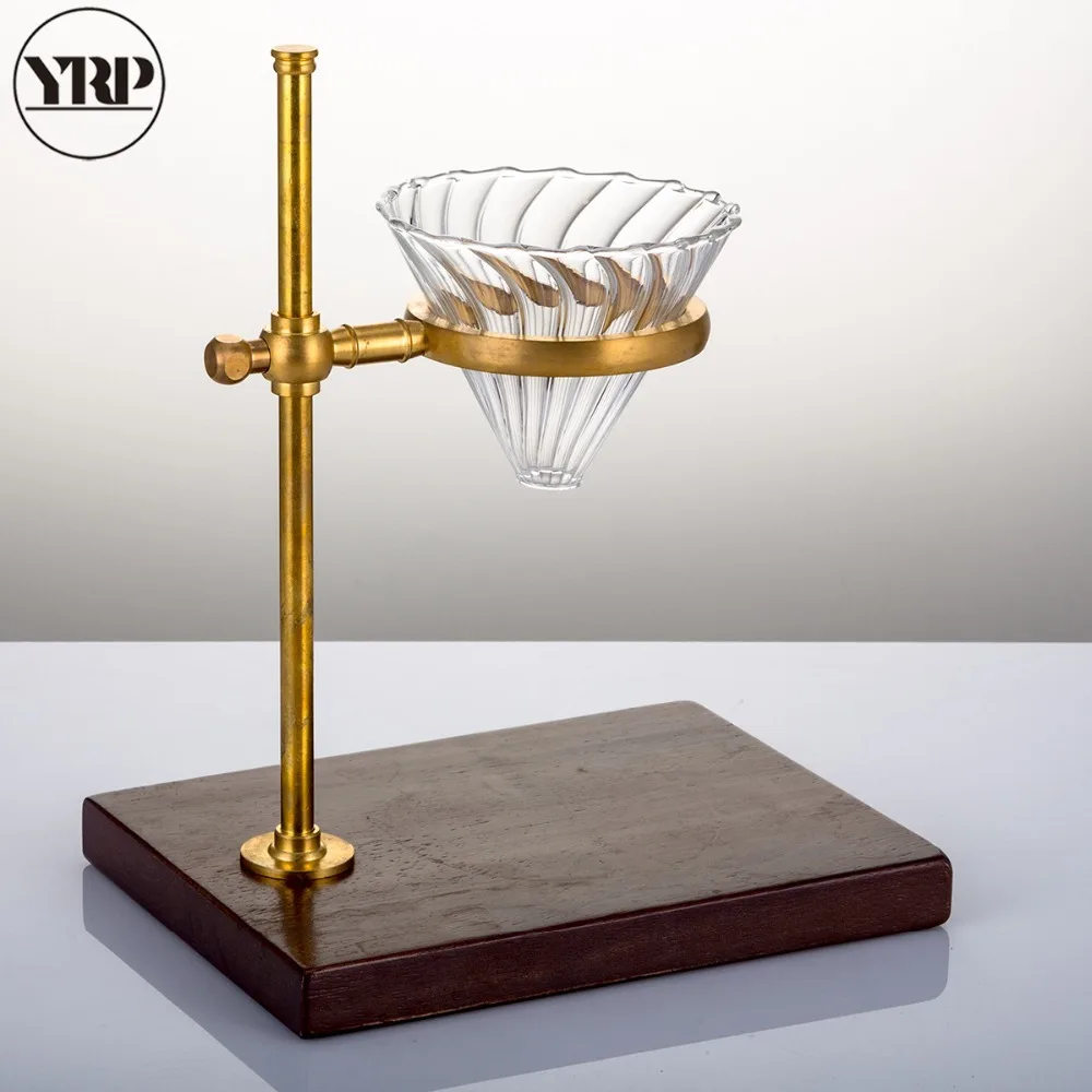  YRP Manual Vintage V60 Coffee Strainer Percolator Set Adjustable Pure Copper Rack Wood Base Washabl - 32915965362
