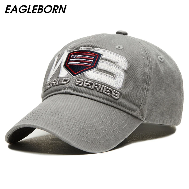 [EAGLEBORN] Hot Retro Washed Cotton Baseball Cap Fitted Cap Snapback Hat For Men Bone Women Gorras Casual Casquette Letter Cap