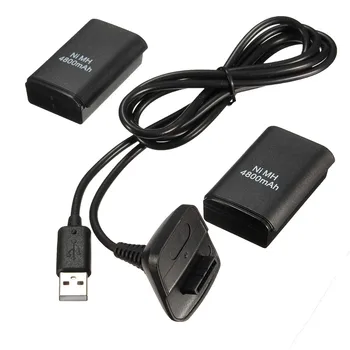 

50pcs 4800mah Rechargeable Batteries Pack Kit +Charging Charger Cable For Xbox 360 Wireless/ Wired Controller Charger Backup