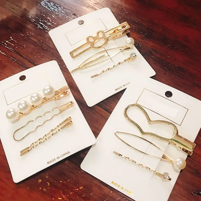 2019 Hot Sale Women Girls Elegant Pearl Geometric Alloy Hair Clips Barrettes Hairpins Female Hair Styling Accessories F001 2019 Hot Sale Women Girls Elegant Pearl Geometric Alloy Hair Clips Barrettes Hairpins Female Hair Styling Accessories F001