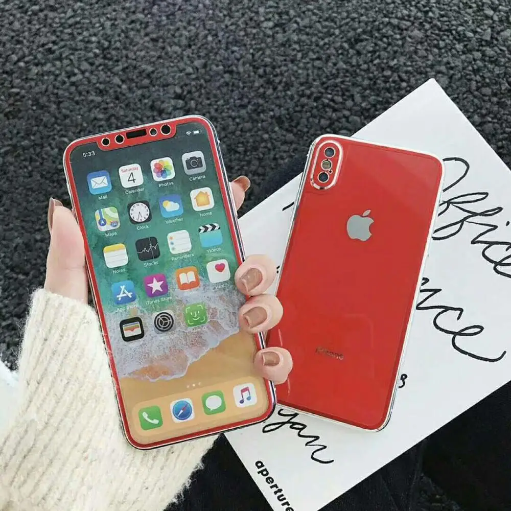 10 комплектов для iPhoneX XS MAX XR металлический передний экран 9 H закаленная Защитная пленка для стекла+ задняя полная защита корпуса