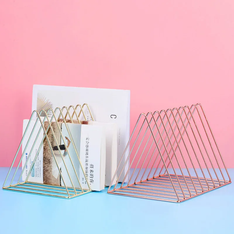 

Iron Desktop Creative Small Bookshelf Nordic Ins Metal Simple Desktop Storage Rack Office Organizer Book Stand Holder