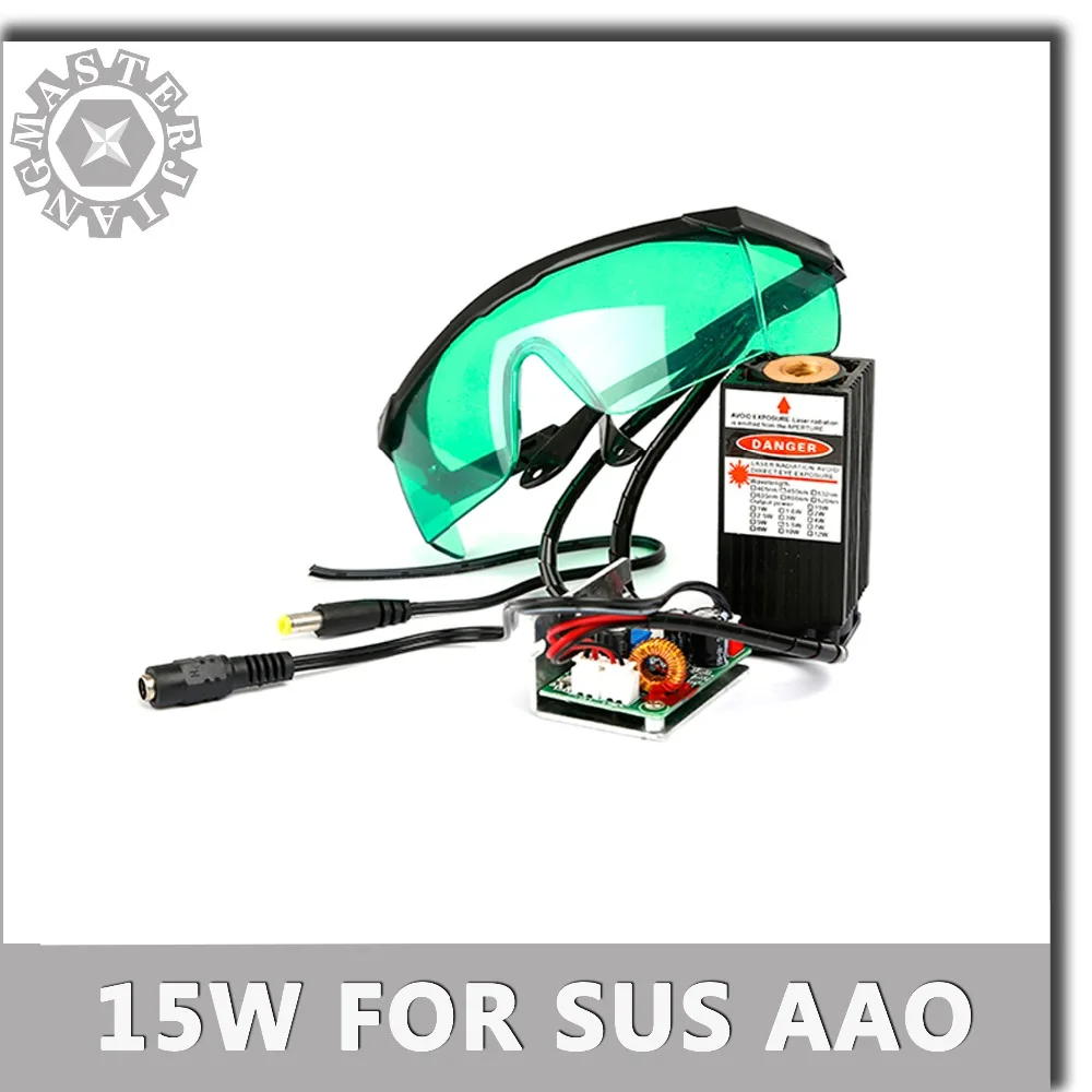 

New CNC part 15W Blue Laser Module 450NM Fixed Focusing Laser Engraving TTL Module 15000mw Laser Tube for Metal+Glasses.