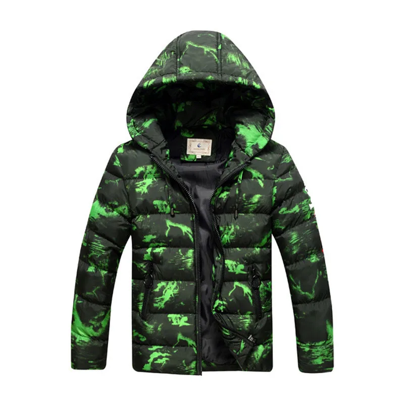 Зимние пальто и куртки для мальчиков детская куртка с камуфляжным принтом плотные теплые парки детская одежда с капюшоном BC407 - Цвет: green