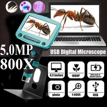 1-800X 5.0MP цифровой электронный микроскоп 4," lcd HD видео микроскоп для печатной платы Материнская плата мобильный телефон ремонт пайки инструмент