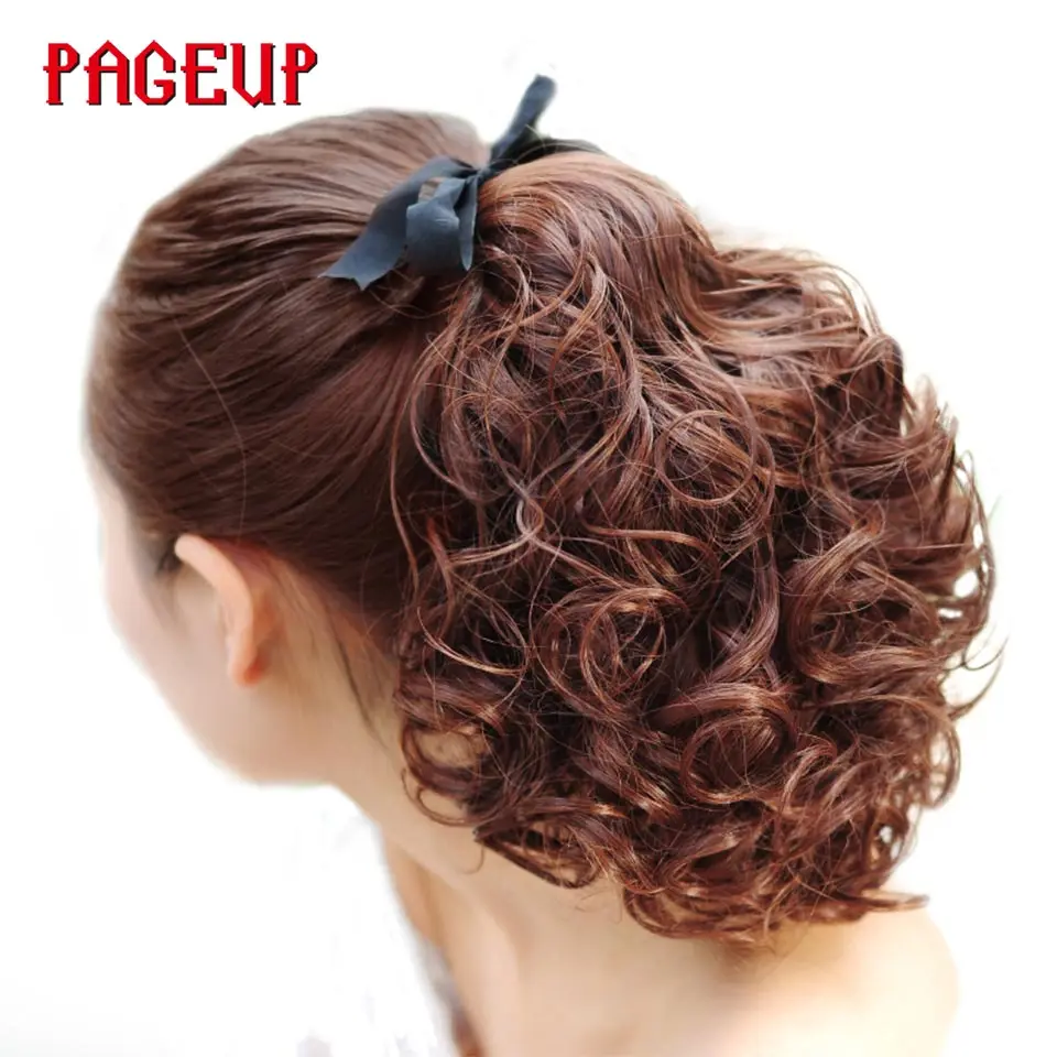 Pageup Short Curly Clip In Drawstring Ponytail Synthetic Pony Tail Hair Extensions Pure Color High Temperature Fiber (7)