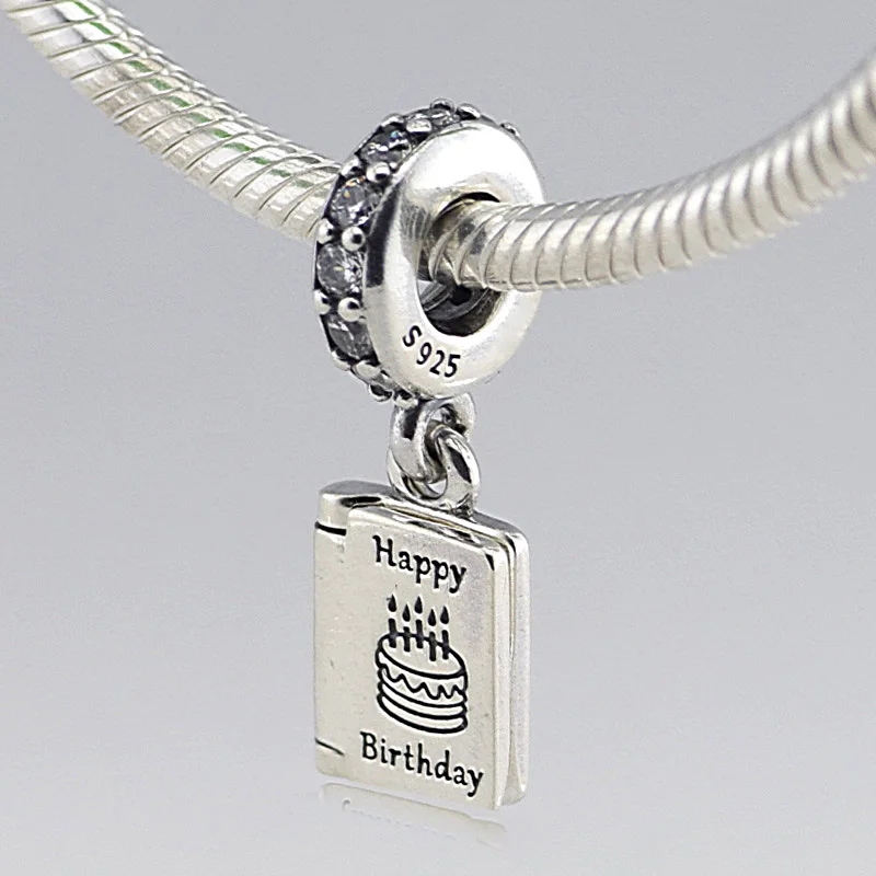 

Authentic 925 Sterling Silver Birthday Wishes Beads With Clear CZ for Jewelry Making Fit Bracelets DIY YL264