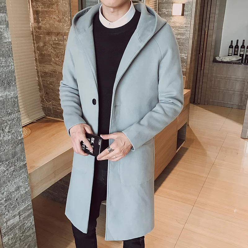 2018 New Autumn Korean Thick Wool Coat Youth Solid Medium Long Sections Windproof Coat Slim Fit Business Casual Woolen Coats 2018 New Autumn Korean Thick Wool Coat Youth Solid Medium Long Sections Windproof Coat Slim Fit Business Casual Woolen Coats