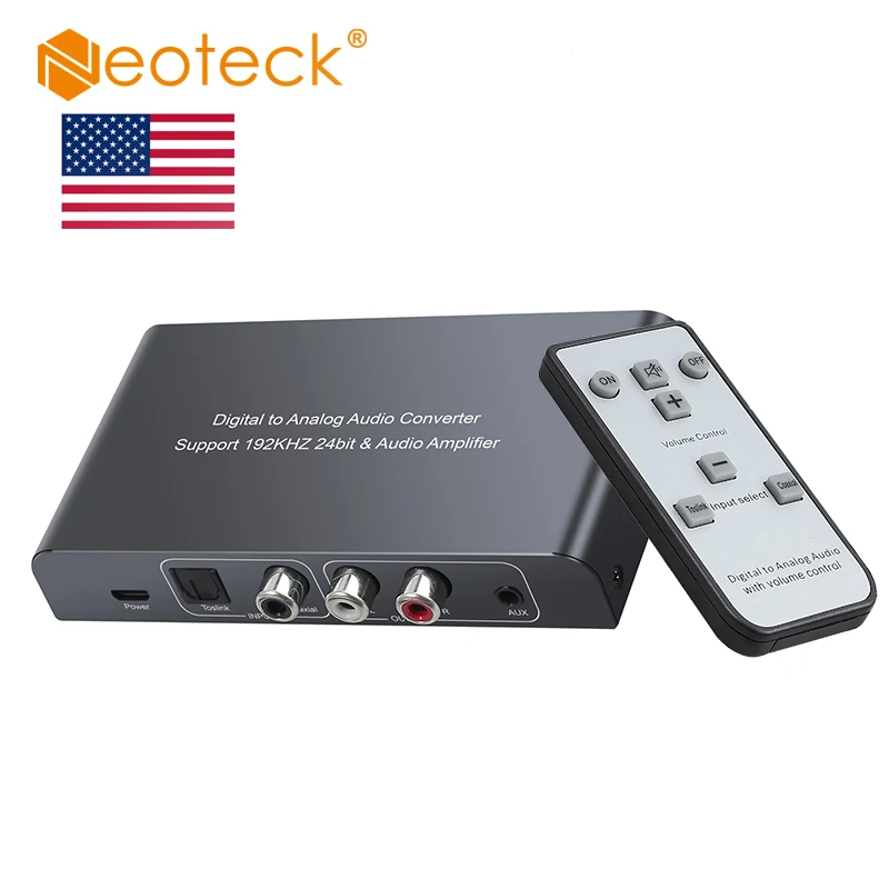 

(Send From US) Neoteck 192Khz 24 bit DAC Converter with Remote Control Digital to Analog Audio Converter Coaxial Toslink to RCA