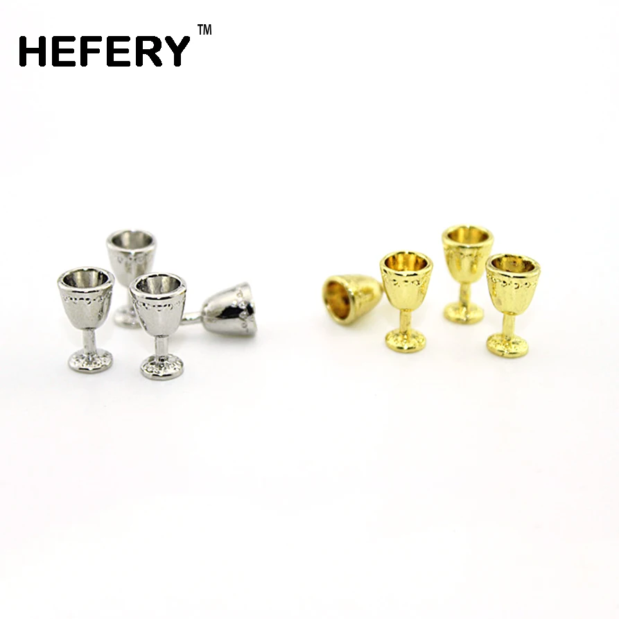 4Pcs 1/12 Dollhouse Miniature Accessories Mini Metal Wine Glass Simulation Furniture Mug Model Toys for Doll House Decoration