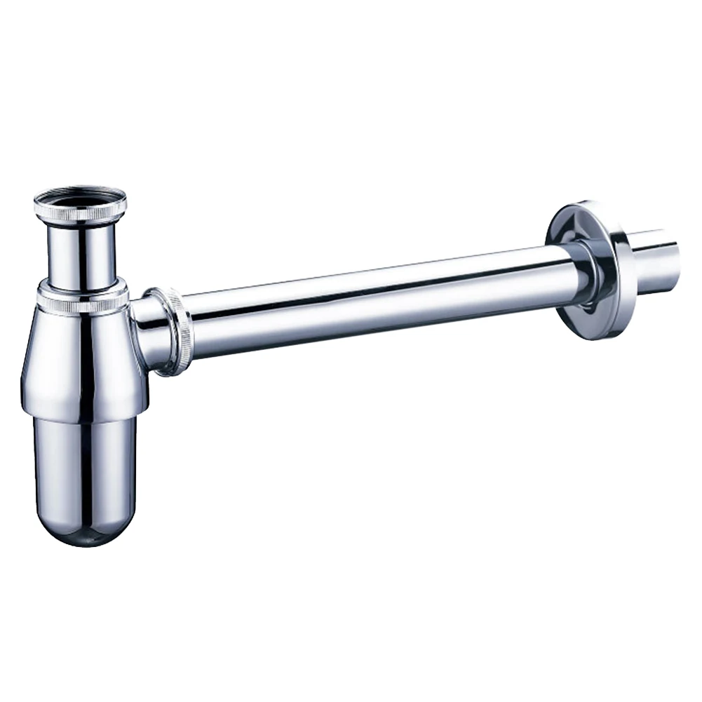 

Waste Tube Wash Basins Bathroom Outlet Bottle Trap Plumbing Chrome Easy Install Solid Adjustable Home Hose Drainer Sink Pipe