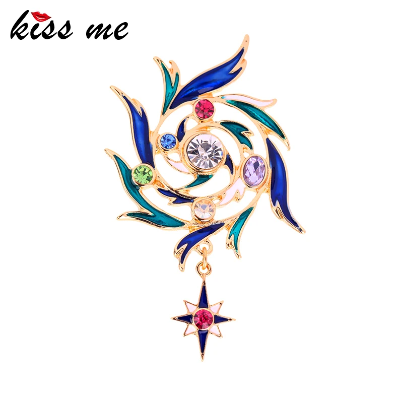 

kissme Hyperbole Colorful Enamel Crystal Irregular Special Design Brooches For Women Alloy Sweater Coats Brooch Trendy Accessory