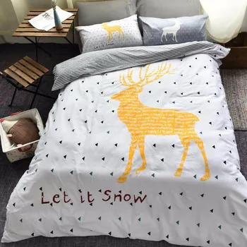 

2018 3/4PCS Cartoon Bedding Sets 100% Cotton Kids Bed Linen With Duvet Cover Fitted Sheet Pillow Case Set Kids Adult Gift Deer