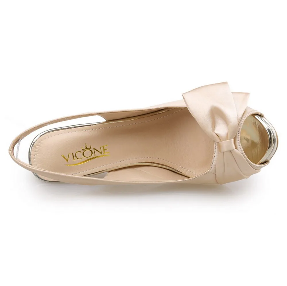 Vicone Or Doux V488661 noeud Toe Peep Talons Papillon Casual Femmes automne Printemps Z6ZPHr