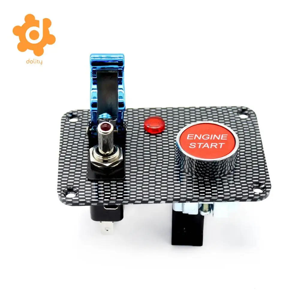 dolity Car Marine Boat RV Start Push Button + Toggle Switch with Blue Cover Panel