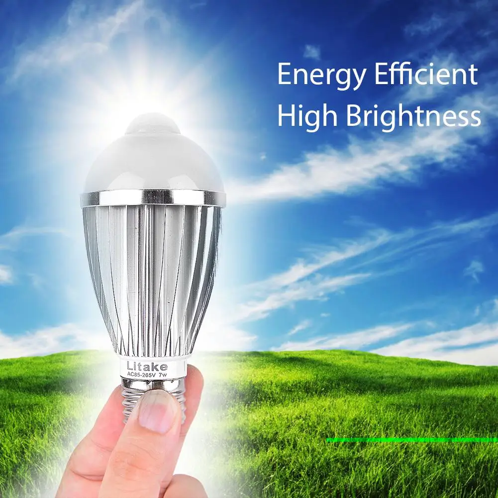 7 Вт E27 SMD5730 светодиодный движения Сенсор света лампочка дневного света белый/теплый белый умный Автоматическое включение/выключение лампы