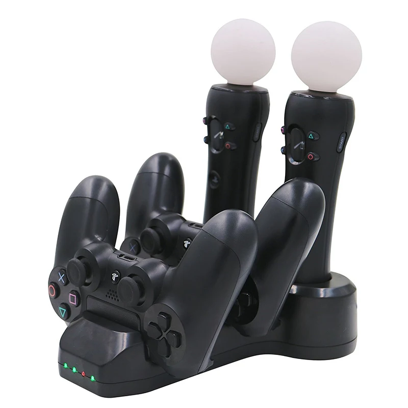 DOITOP 4 в 1 Зарядка через usb док-станция Стенд с светодио дный свет для PS3 двигаться для PS4 VR контроллеры геймпад Зарядное устройство док-станции/