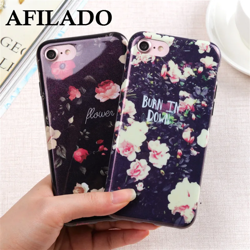 Vintage Flower Rose Camellia Soft Back Cover for IPhone 6 6s plus Phone Case Silicone Capa Housing Coque iphone |