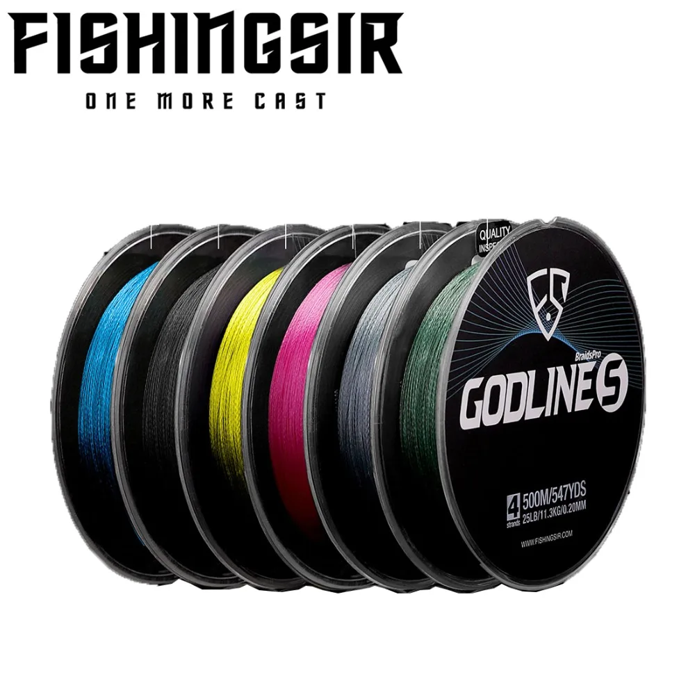 

FISHINGSIR GODLINE S Fishing Line 500M 4 Strands Braided Fishing Line Multifilament PE Line 10 15 20 25 30 40 50 LB peche carpe