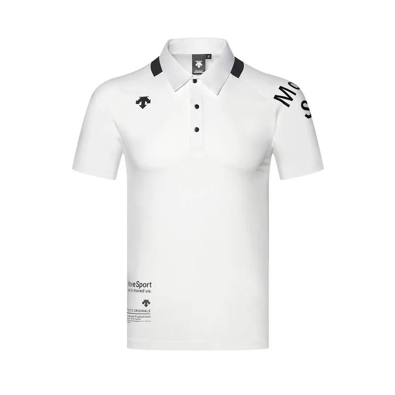 Скидка QMen Спортивная футболка с коротким рукавом DESCENTE Golf, одежда для гольфа, S-XXL на выбор, свободная футболка для гольфа - Цвет: Белый