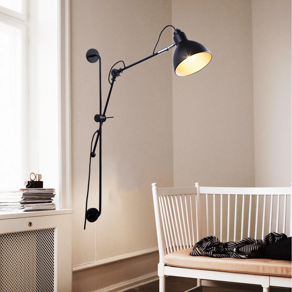 Modern black industrial bracket axle adjustable long swing ...