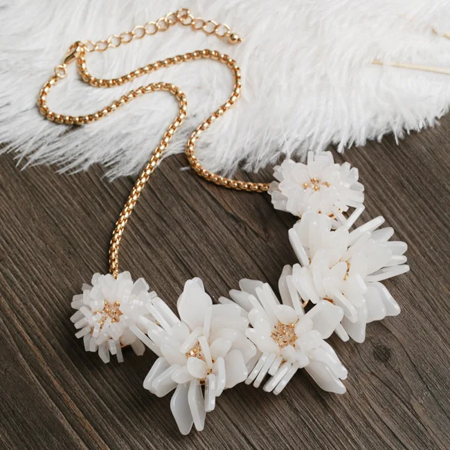 

Jantenth Handmade Necklace White Red Flowers Design Choker Pendant Necklace For Women Handmade Jewelry Gifts