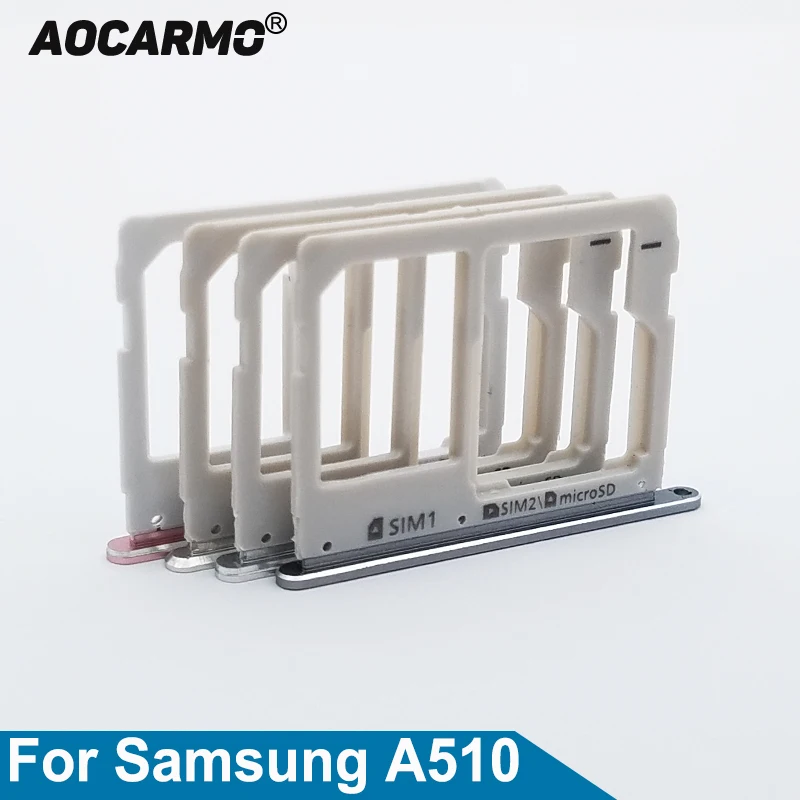 Aocarmo металлический Nano SIM лоток MicroSD слот для карты памяти для samsung A5() A510 A510F Двойной Золотой/Серебряный/серый/розовый