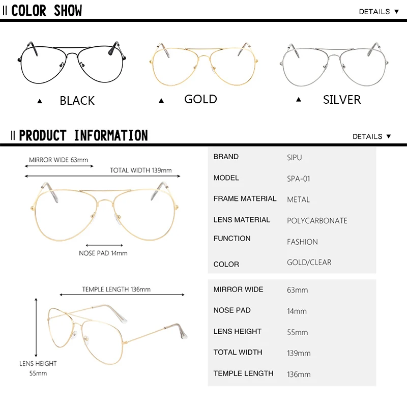Новейшие солнцезащитные очки в металлической оправе из авиационного сплава, Классические оптические очки, прозрачные линзы для женщин и мужчин, оптические очки