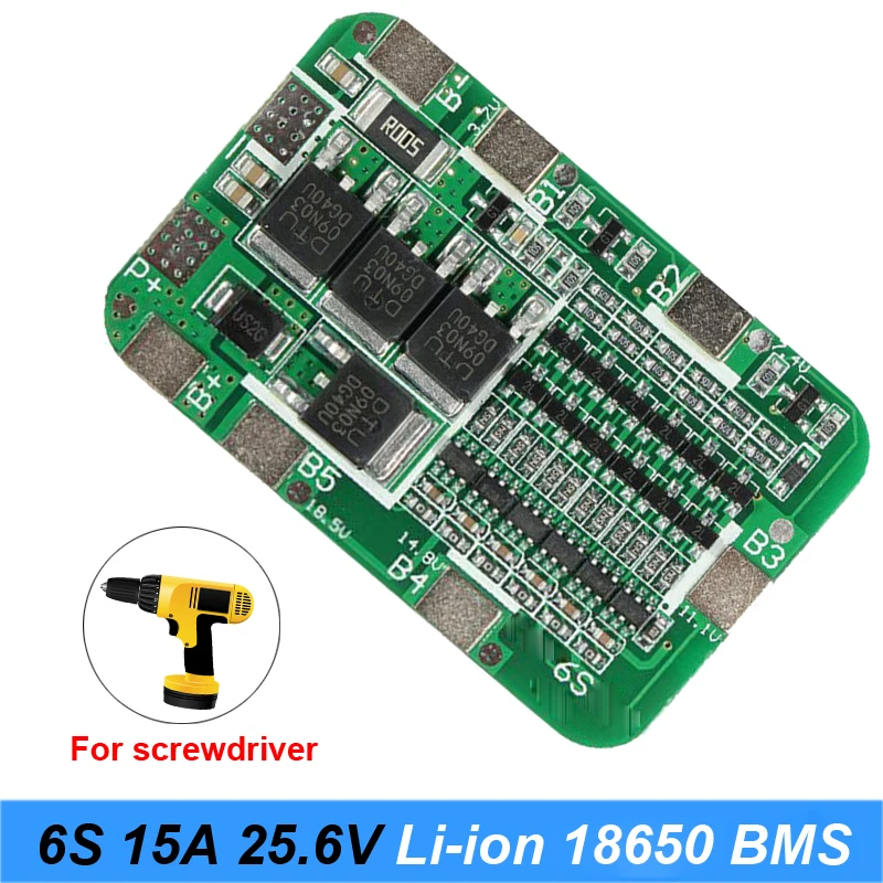 6S 15A литий ионная аккумуляторная отвертка 18650 защитная плата 21 6 в 25 2 схема защиты