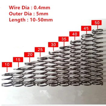 

50pcs 0.4*5 series small spot spring 0.4mm wire compression pressure springs 0.4*5*(5/10/15/20/25/30/35/40/45/50) 3D printer