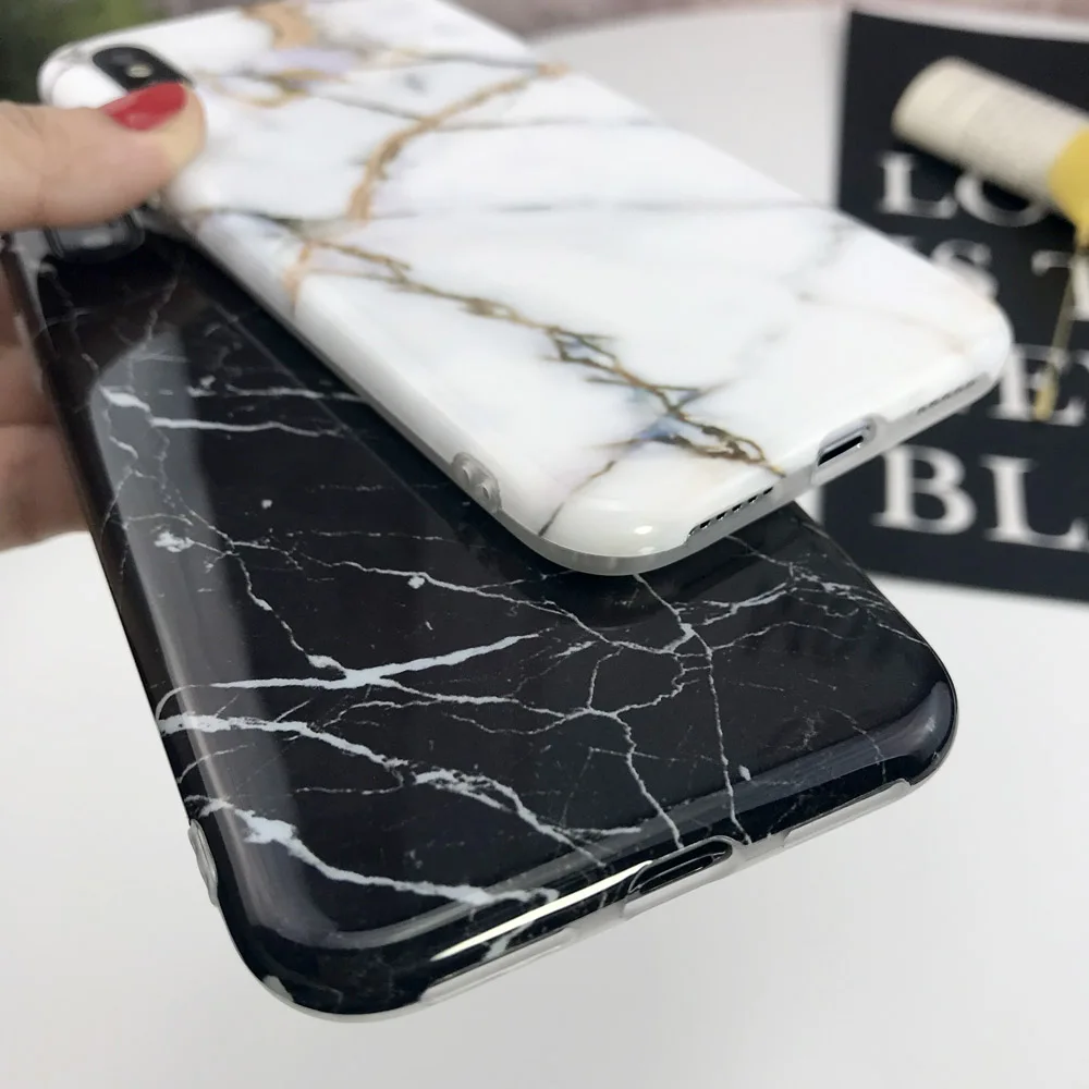 Funda de teléfono de silicona de mármol de lujo 8 para iphone 7 Plus XR funda para iphone X XS Max 6 6 S funda trasera de TPU suave Plus
