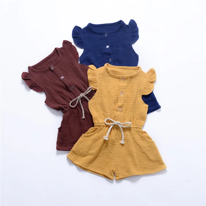 

Newborn Baby Girls Clothes Fly-Sleeve Cotton Romper Jumpsuit Overall Outfits Set