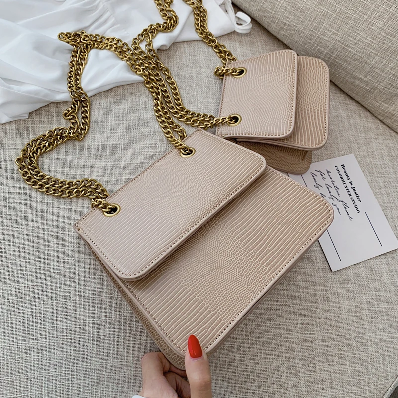 

Elegant Female Stone Pattern Flap bag 2019 New Quality PU Leather Women's Designer Handbag Lock Chain Shoulder Messenger Bags