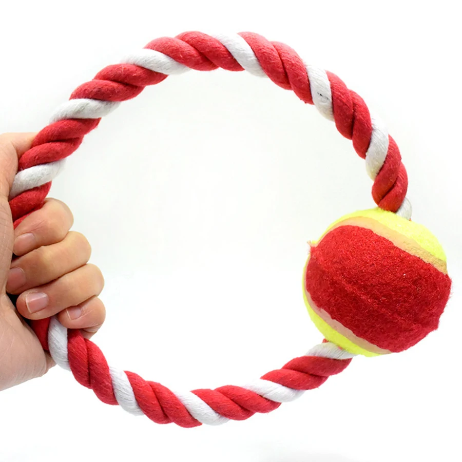 

Play Tennis Dog Toy Cotton Rope Training Accessories Golden Retriever Bones Jouets Chien Dental Pets Puppy Dogs Toys 50M0250