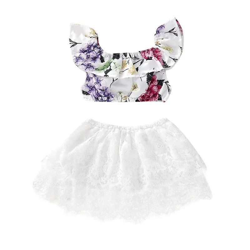 

Fashion Casual Printing Cotton Summer Baby Girl 0-5Y Cute Print Sleeveless Tube Top And Skirt Kit Kid Two-piece Outfit Set