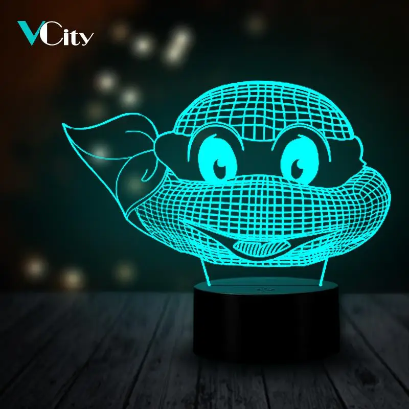 

VCity Cute USB LED Multicolor 3D Home Decorative Lamp Lighting Teenage Mutant Ninja Turtle Shape Kid's Gift Bedroom Night Light