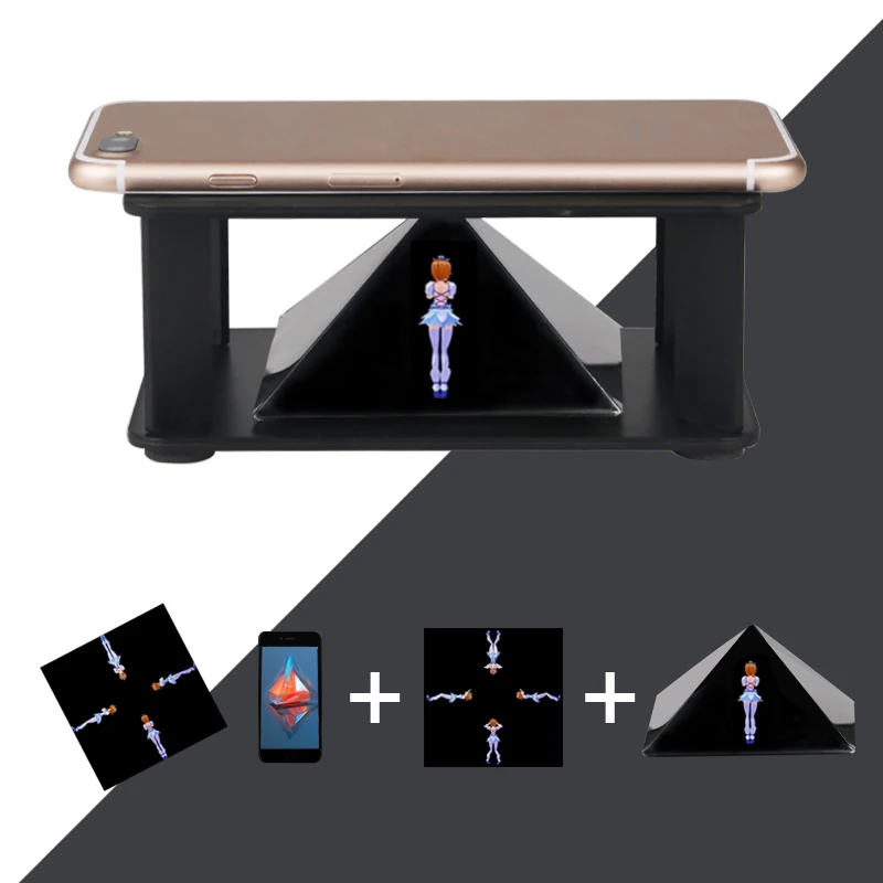 2018 Pyramid Hologram 3.5 to 6.5 inch Smartphone Holographic Display ...