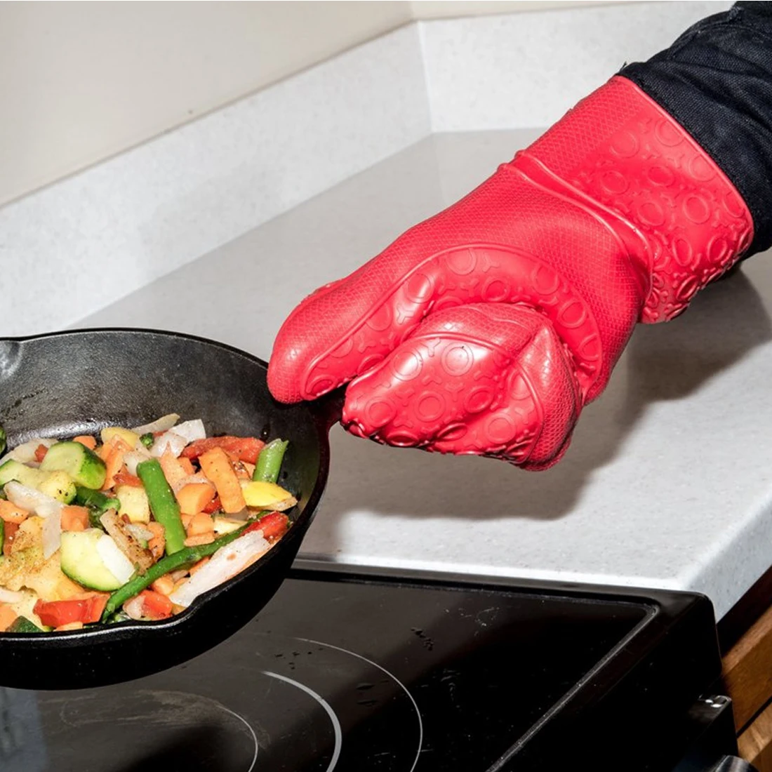 1Pc Slip resistant Heat Resistant Silicone Kitchen barbecue oven glove