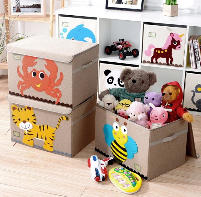 Large Cartoon Folding Cotton Linen Fabric Storage Box Clothes Large Cartoon Folding Cotton Linen Fabric Storage Box Clothes Bins Kids Toy Organizer Home Decoration For Children Gift