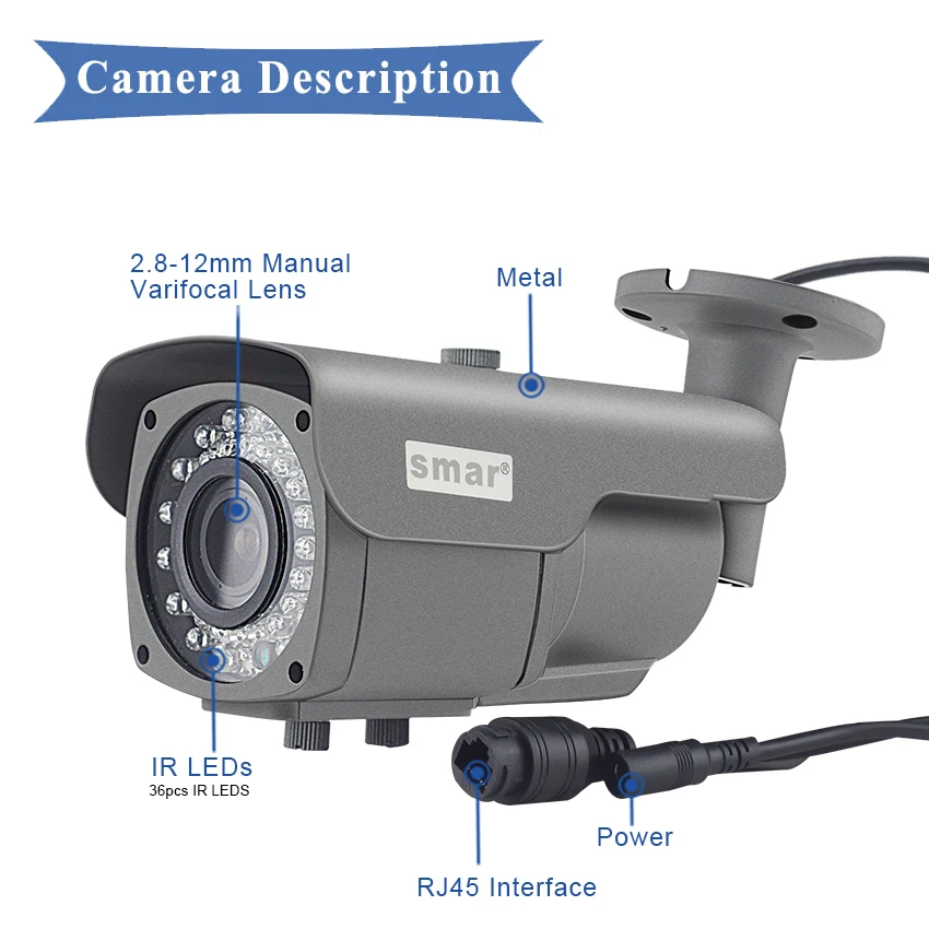 Smonvif безопасности HD IP камера 720P 960P 1080P наружная Водонепроницаемая CCTV цилиндрическая камера 4X зум 2,8-12 мм ручной варифокальный объектив