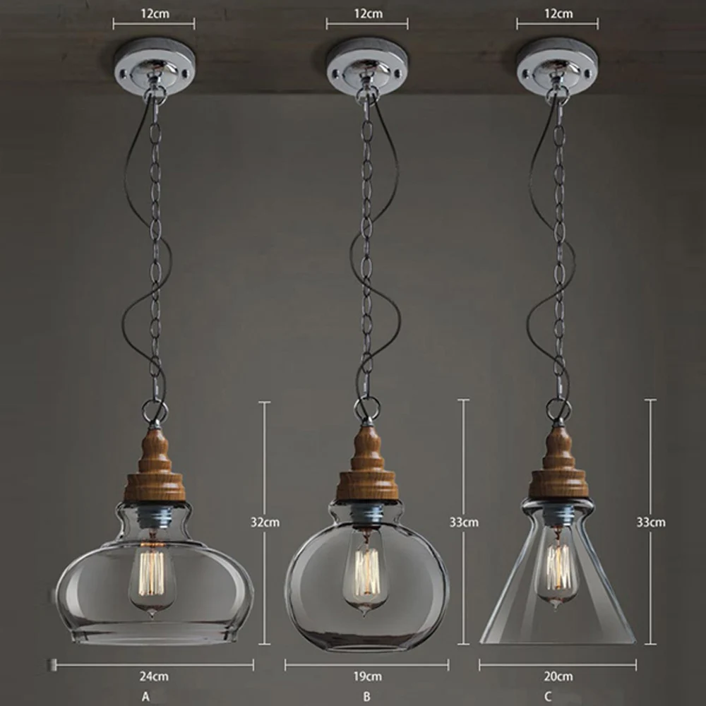  Mini Clear Glass Shade Pendant Lights Industrial Lighting Fixture Kitchen Island Bar Hotel Shop Ant - 32793601771