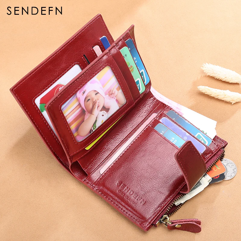 Sendefn Новый известный бренд короткие кожаные женские кошельки и кошелек карман на